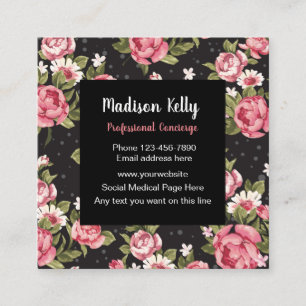 Tarjeta De Visita Cuadrada Conserje profesional elegante