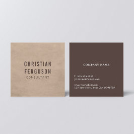 Tarjeta De Visita Cuadrada Consultor beige marrón simple y elegante