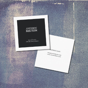 Tarjeta De Visita Cuadrada Consultor blanco negro elegante simple profesional