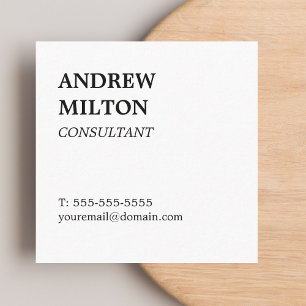 Tarjeta De Visita Cuadrada Consultor blanco simple y elegante