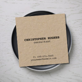 Tarjeta De Visita Cuadrada Consultor de Kraft sencillo y elegante minimalista