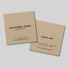Tarjeta De Visita Cuadrada Consultor de Kraft sencillo y elegante minimalista