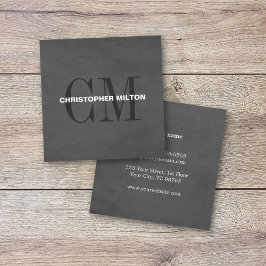 Tarjeta De Visita Cuadrada Consultor de monograma gris de textura elegante mo