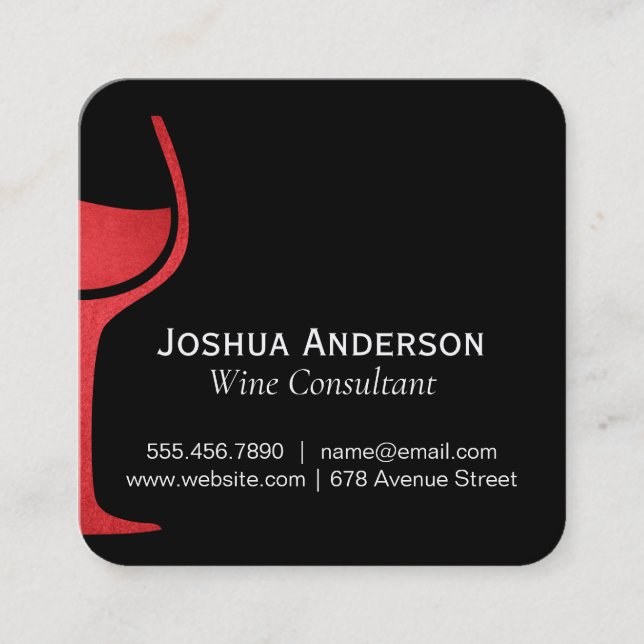 Tarjeta De Visita Cuadrada Consultor de Wine de Icono Rojo (Anverso)