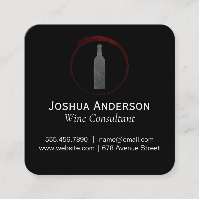 Tarjeta De Visita Cuadrada Consultor de Wine de Icono Rojo (Anverso)