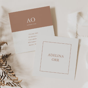 Tarjeta De Visita Cuadrada Consultor elegante geométrico minimalista marrón