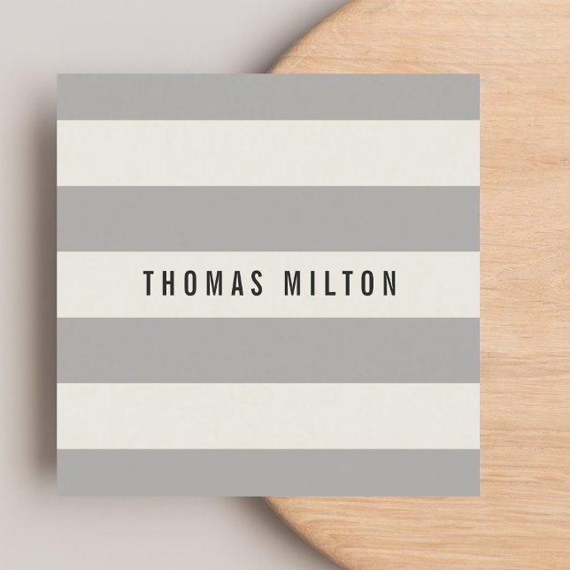 Tarjeta De Visita Cuadrada Consultor elegante moderno de franjas grises (Subido por el creador)