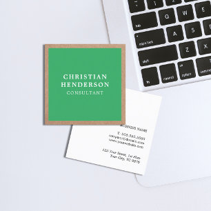 Tarjeta De Visita Cuadrada Consultor moderno y elegante de papel verde
