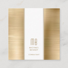 Tarjeta De Visita Cuadrada Consultor Monogramado de Relieve metalizado metáli