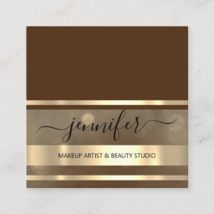 Tarjeta De Visita Cuadrada Consultor profesional de peluquería Gold Brown