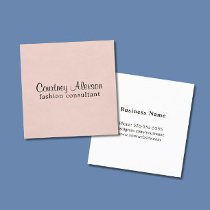Tarjeta De Visita Cuadrada Consultor Rosa minimalista simple y elegante