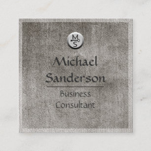 Tarjeta De Visita Cuadrada Consultor texturizado gris masculino de la mirada