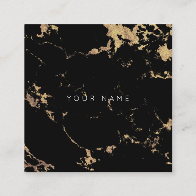Tarjeta De Visita Cuadrada Consultoría sobre abstración de mármol negro de Ca (Anverso)