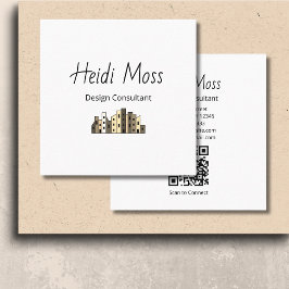 Tarjeta De Visita Cuadrada Contemporary Design Consultant QR code Modern