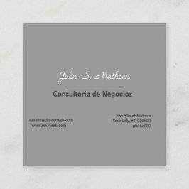 Tarjeta De Visita Cuadrada Contemporary Neutral Grey Minimalist Professional