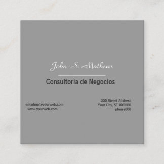 Tarjeta De Visita Cuadrada Contemporary Neutral Grey Minimalist Professional