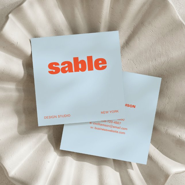 Tarjeta De Visita Cuadrada Cool Blue Orange Modern Aesthetic Bold Square (Subido por el creador)