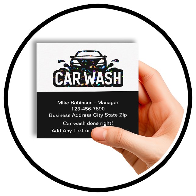 Tarjeta De Visita Cuadrada Coolest Car Wash Bubbles Car Business Cards (Subido por el creador)