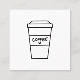 Tarjeta De Visita Cuadrada Copa de café Minimalista blanco y negro moderno