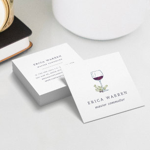 Tarjeta De Visita Cuadrada Copa de vino.   Sumiller o industria vitivinícola