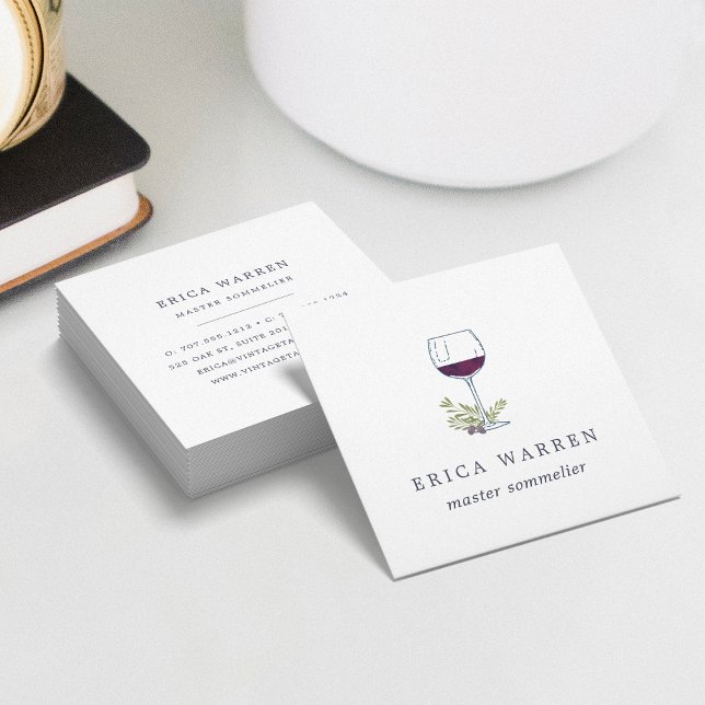Tarjeta De Visita Cuadrada Copa de vino. | Sumiller o industria vitivinícola (Subido por el creador)