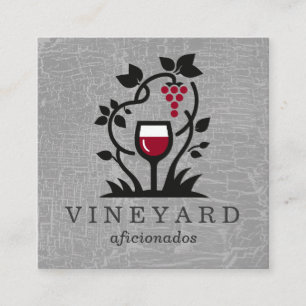 Tarjeta De Visita Cuadrada Copa de vino   Vinos de uvas