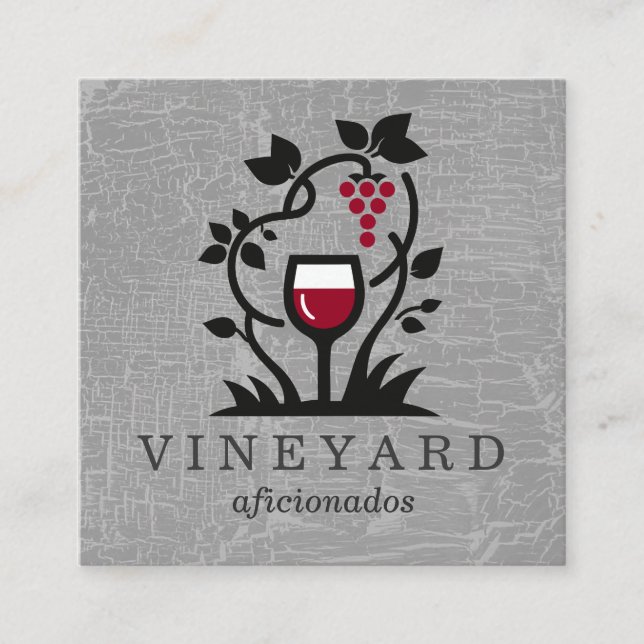 Tarjeta De Visita Cuadrada Copa de vino | Vinos de uvas (Anverso)