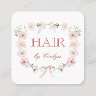 Tarjeta De Visita Cuadrada Coquette Wildflowers Frame Hair Business Card