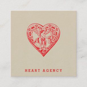 Tarjeta De Visita Cuadrada Corazón cupido de San Valentín Vintage