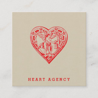 Tarjeta De Visita Cuadrada Corazón cupido de San Valentín Vintage