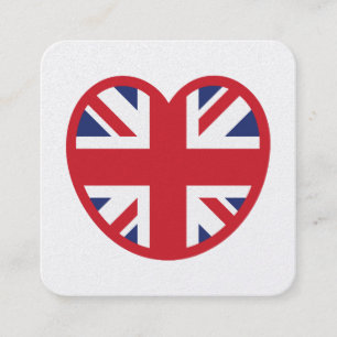Tarjeta De Visita Cuadrada Corazón de bandera de la Unión del Reino Unido