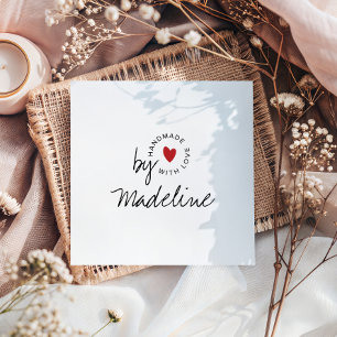 Tarjeta De Visita Cuadrada Corazón de letra con amor hecho a mano moderno