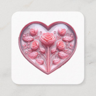 Tarjeta De Visita Cuadrada Corazón De Rosas