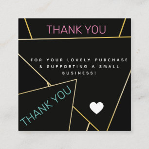 Tarjeta De Visita Cuadrada Corazón Geométrico Gracias Boutique Tienda de Bell