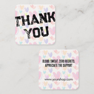 Tarjeta De Visita Cuadrada Corazón Personalizado Agradecimiento Patrón Estilo