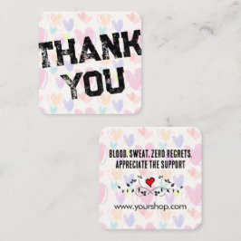 Tarjeta De Visita Cuadrada Corazón Personalizado con Patrón de Agradecimiento