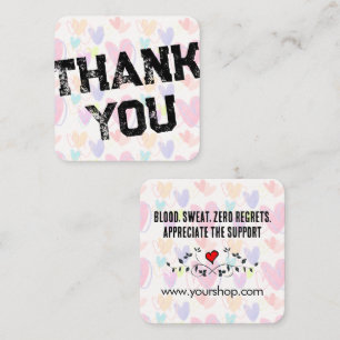 Tarjeta De Visita Cuadrada Corazón Personalizado con Patrón de Agradecimiento