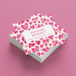 Tarjeta De Visita Cuadrada Corazón rosa moderno profesional