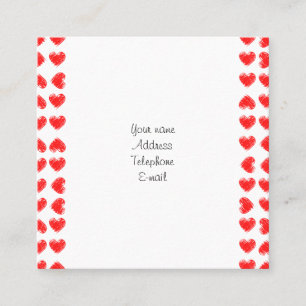 Tarjeta De Visita Cuadrada Corazones rojos