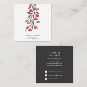 Tarjeta De Visita Cuadrada Corazones rojos   Iconos profesionales de medios s