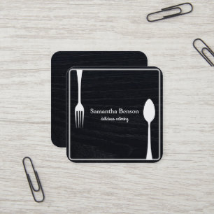 Tarjeta De Visita Cuadrada Coro de tenedor y cuchillo de catering de cocina d