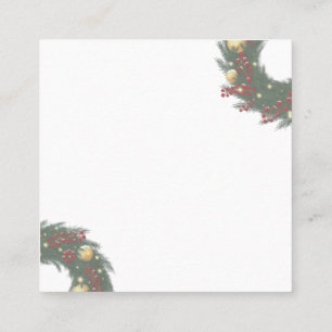 Tarjeta De Visita Cuadrada Corona de Navidad con ramas de pino