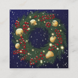 Tarjeta De Visita Cuadrada Corona de Navidad con ramas de pino