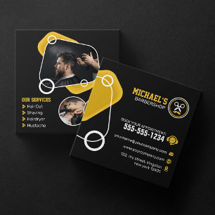 Tarjeta De Visita Cuadrada Corte de Pelo en Barbería de Moda Estilismo de Cab