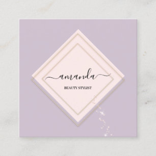 Tarjeta De Visita Cuadrada Cosmetics Body Fashion Studio SPA Lavender Rosa