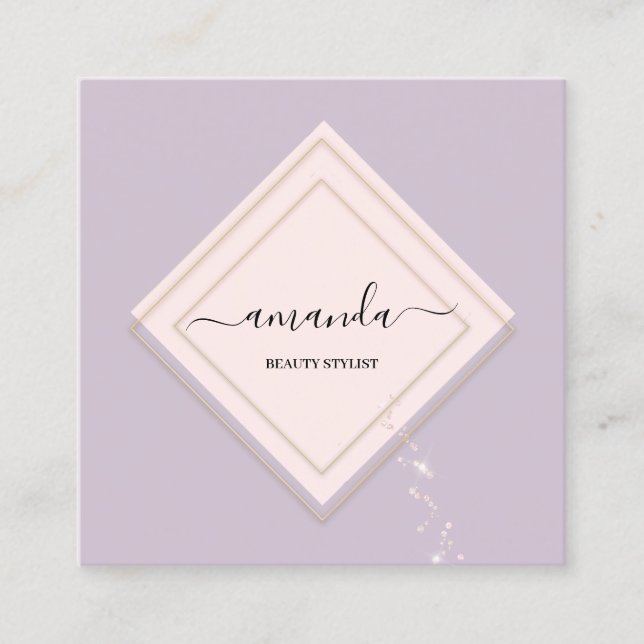 Tarjeta De Visita Cuadrada Cosmetics Body Fashion Studio SPA Lavender Rosa (Anverso)