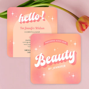 Tarjeta De Visita Cuadrada Cosmetóloga de moda critica la belleza retro de la