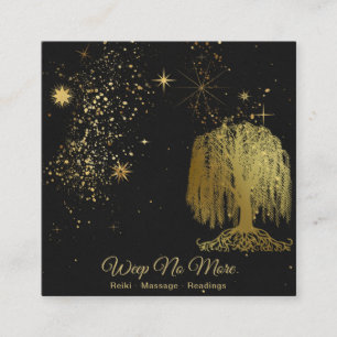 Tarjeta De Visita Cuadrada *~* Cósmico - Llorando con el Universo de Oro de Á