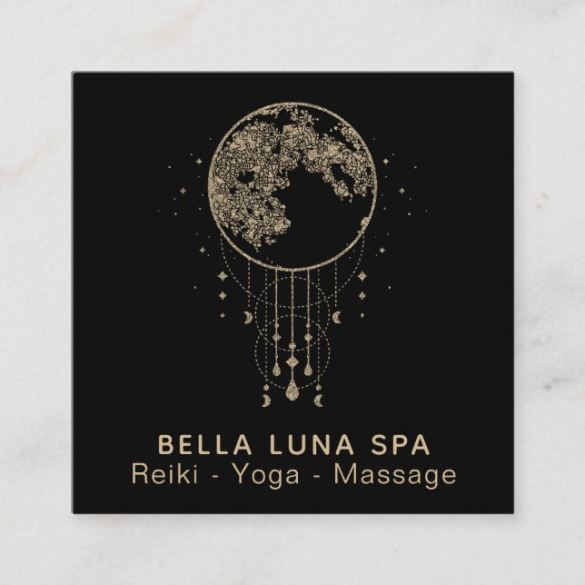 Tarjeta De Visita Cuadrada ~ Cosmos Gold Moon Shaman - Lunar (Anverso)