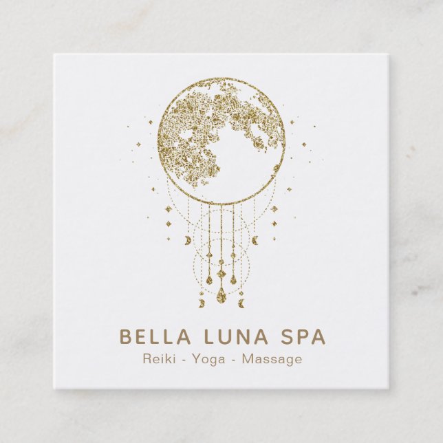 Tarjeta De Visita Cuadrada *~* Cosmos Moon Shaman Lunar Gold (Anverso)